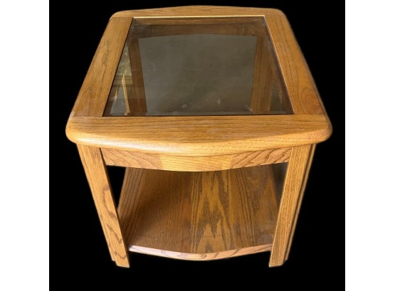 Wooden Glass Top End Table (27'x22'x20')
