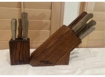 2 Wooden Cutlery Blocks & Knives From Chicago Cutlery