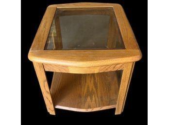Wooden Glass Top End Table (27'x22'x20')