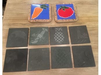 8 Decorative Tiles & 2 Hot Pads