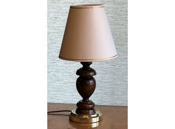 Wooden Brass Bottom Table Lamp