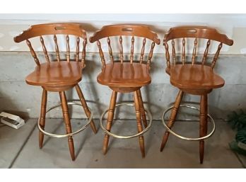 Set Of 3 Wooden Bar Chairs