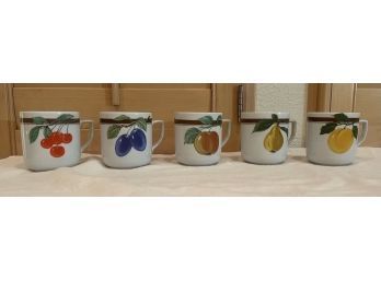 5 Mugs W/ Fruit Designs