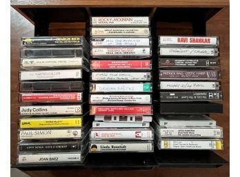 Faux Wood Cassette Case With Cassettes