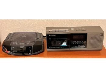 Panasonic Cassette Player Alarm Clock And GE CD Player Alarm Clock