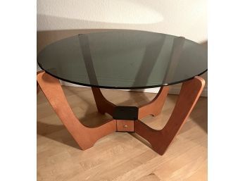 Contemporary Glass & Wood Coffee Table