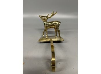 Brass Reindeer Stocking Hanger Hook