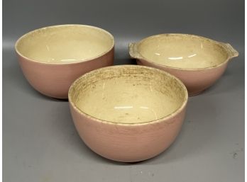 (3) Ballerina Pink Ceramic Mixing Bowls