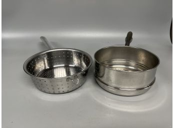 (2) Stainless Steel Strainer Pots