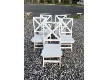 (5) White Painted Folding Outdoor Patio Chairs