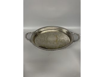 Oval Silver Plate Etched Tray