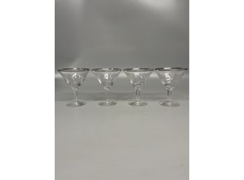 (4) Etched Martini Glasses