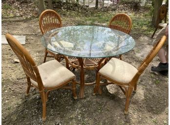 Rattan Dining Table & (4) Dining Chairs