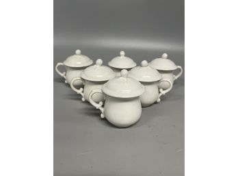 (6) French Porcelain Lidded Demi-Tasse Cups