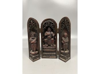 Chinese Carved Triptych Sculpture