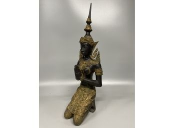 Cast Metal Thai Thepenom Praying Figure Sculpture