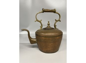 Indian Etched Copper & Brass Teapot