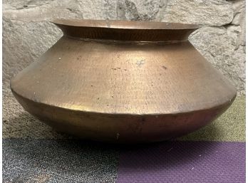 Large Vintage Indian Hammered Copper Vessel Or Planter