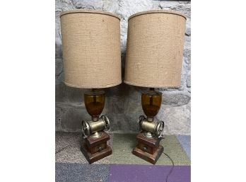 Pair Of Vintage Coffee Grinder Lamps