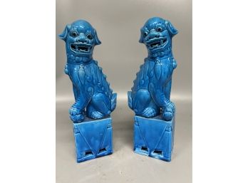 Pair Of Chinese Blue Foo Dogs