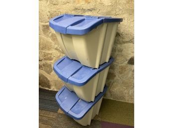 (3) Suncast Stacking Recycling/storage Bins