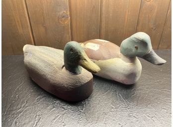 (2) Carved & Painted Wood Duck Decoys