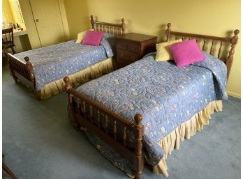 Pair Of Heywood Wakefield Wooden Twin Beds