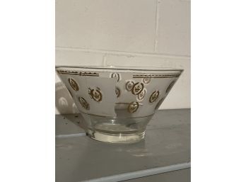 Mid-Century G. Reeves Gold Plated Glass Serving Bowl