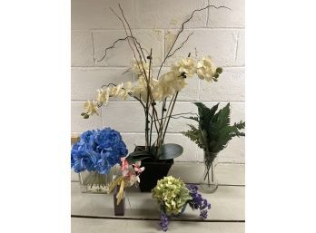 Decorative Faux Flower & Vase Grouping