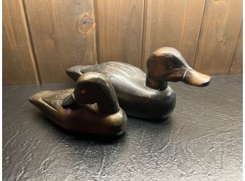 (2) Canadian Carved Wood Duck Decoys