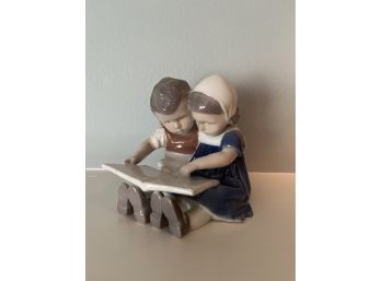 B&G Danish Porcelain Children Reading Figurine
