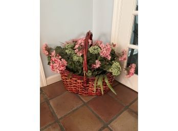 Decorative Faux Flowers In Wicker Basket
