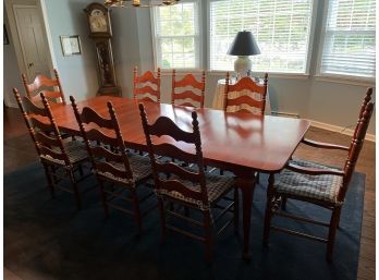 Walter Of Wabash Cherry Wood Dining Table & (8) Dining Chairs