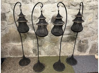(4) Metal Wire Outdoor Standing Lanterns