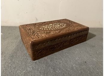 Vintage Carved & Inlaid Wood Box
