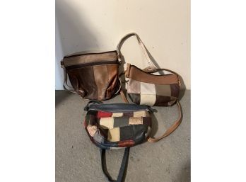 (3) Vintage Patchwork Leather Handbags