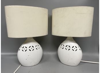 Pair Of Ikea White Ceramic Table Lamps