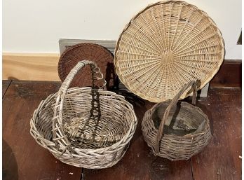 Grouping Of Wicker Baskets & Trays
