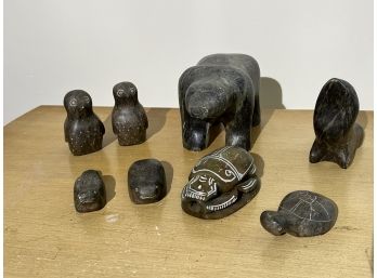 Grouping Of Dieter Muckenheim (DIMU) Inuit-Style Animal Sculptures