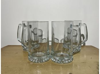 (4) Glass Beer Mugs