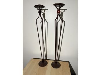 Pair Of Contemporary Metal Candle Holders
