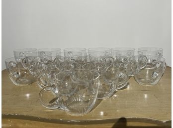 (18) Etched Glass Heron Punch Cups