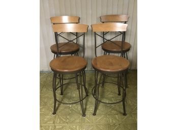 (4) Contemporary Canadian Metal & Wood Counter Stools