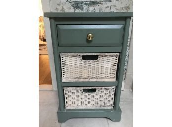 Painted Small Cabinet W/ Wicker Baskets