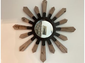 Rustic Wood & Metal Sunburst Mirror