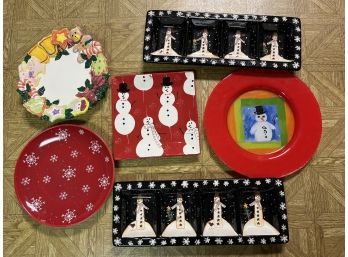 Grouping Of Christmas Holiday Platters