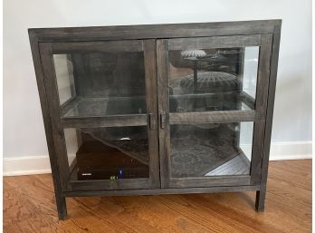 Contemporary Glass & Wood Bar Or Vitrine Cabinet
