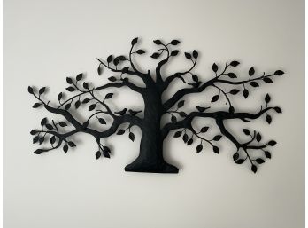 Bird & Tree Silhouette Painted Metal Wall Sculpture