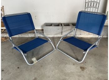 Pair Of Aluminum Folding Lawn Or Beach Chairs
