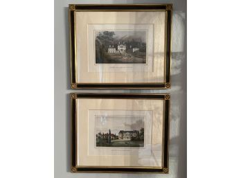 Pair Of 19th C. French Country Chateau Lithographs